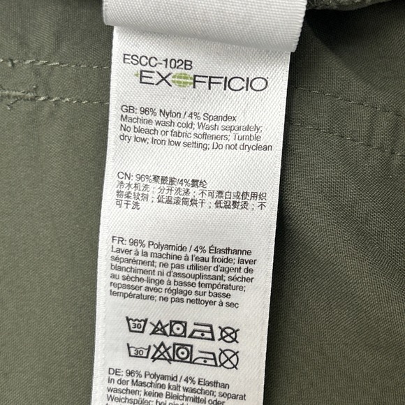 Exofficio Pants 12 Womens Insect Shield Nylon Stretch Roll Up Hiking Olive Green - Picture 10 of 11